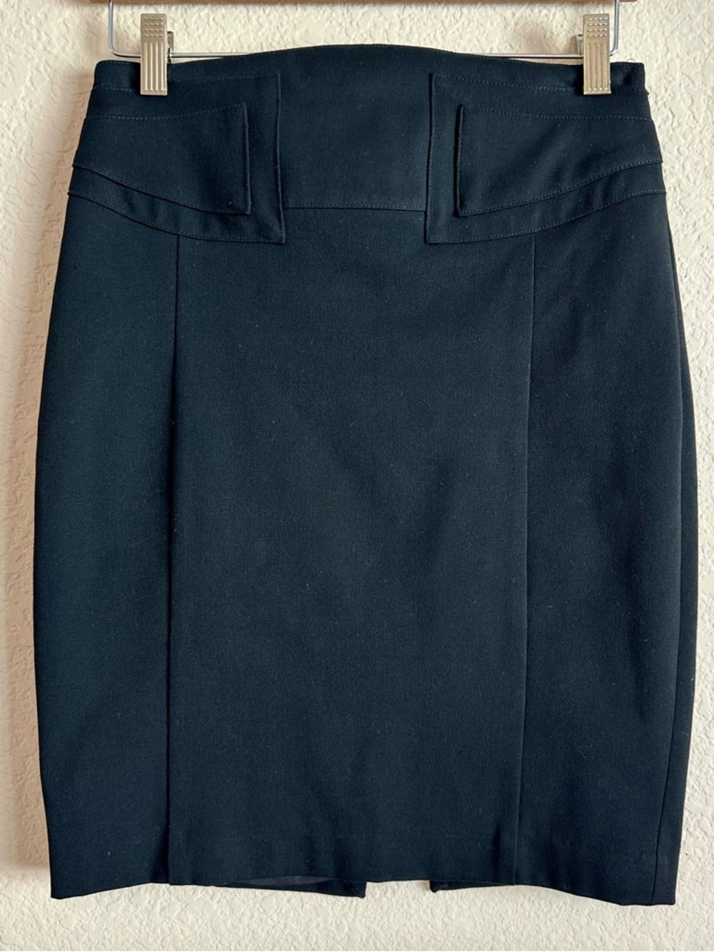 EXPRESS Skirt Black Buckle Back High Waisted Stretch Mini Women 2 Pencil Career